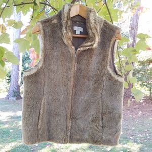LOFT Ann Taylor Faux Fur Vest Jacket Pockets, 8